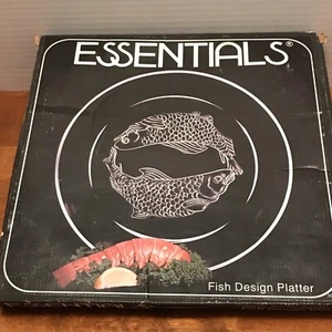 New In Box Vintage Essentials Glass Fish Platter Tray #5096 - Picture 1 of 6