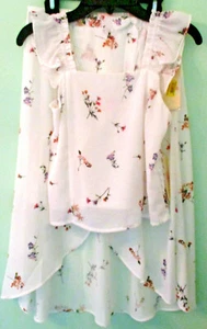 NWT, GB Girls 2-Pc White Summer Outfit: Hi-Lo Skirt w/ Top, Sz Med, Fully Lined - Picture 1 of 12