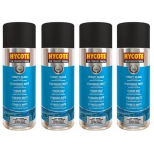 Hycote Colour Spray Paint XUK027 Matt Black 400ml x 4 - Picture 1 of 9