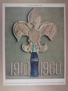 Coca-Cola Boy Scouts 1960 50 aniversario anuncio impreso vintage - Imagen 1 de 1