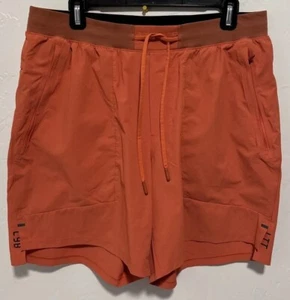 Lululemon Unlined Men Performance Orange Shorts Pockets Inseam 7.5” Sz XL - Picture 1 of 9