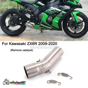 Modified Exhaust Pipe Middle Link Tube Slip On For Kawasaki Ninja ZX6R 2009-2023 - Picture 1 of 12