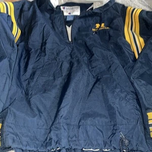 Champion Vintage Men M WOLVERINES Windbreaker Jacket Football Pullover Pocket - Picture 1 of 10