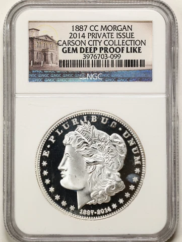 1887-CC $1 Morgan Silver Dollar Gem DPL NGC 3976703-099 Private Issue Cover