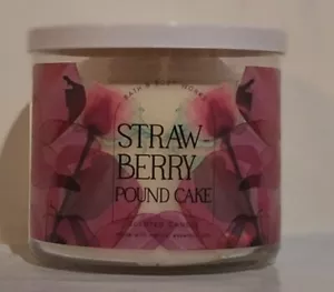 Bath & Body Works Strawberry Pound Cake 3 Wick Scented Candle 14.5oz - Picture 1 of 1