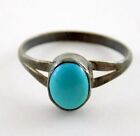 Greg Pat GP Sterling Silver Turquoise Solitaire Ring Size 6.5 Cabochon Cut Gem