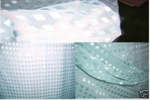PRETTY DESIGNER FABRIC MINT SHEER CHIFFON METALLIC GOLD ACCENTS SATIN SQUARES 6y - Picture 1 of 7
