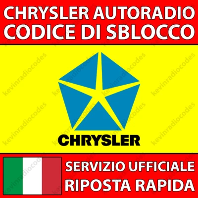 ✅CHRYSLER RADIO CODICE DI SBLOCCO PER TUTTI I MODELLI GRAND VOYAGER PT CRUISER✅ - Immagine 1 di 4