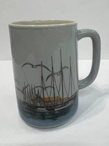 Vintage Ceramic Sailboat Seagull Coffee Mug Cup - Picture 1 of 6