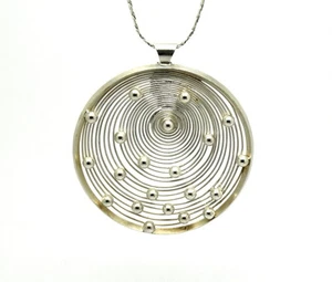 Modernist TONI RIIK SCHMUCK ANHANGER HANDERBEIT 935 Silver Circle Bead Pendant - Picture 1 of 7