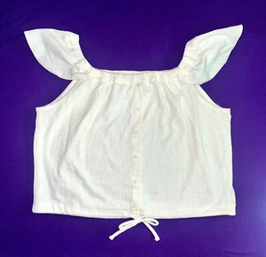 TEXTURE & THREAD Madewell- brand: Cap Sleeve Colton Blend Blouse Top: Cream, XXL - Picture 1 of 4