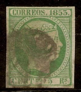 España  Edifil 20 (º)  5 Reales Verde  Isabel II  1853   NL485 - Bild 1 von 6