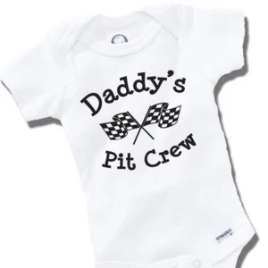 Daddy's Pit Crew Onesies Baby Gift Funny Cute Niece Nephew Boy Girl Clothes Race - Picture 1 of 4