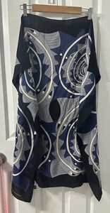 Sciarpa grande Art Of M.C. Escher 100% seta pesce acqua blu Baarn Paesi Bassi - Foto 1 di 9