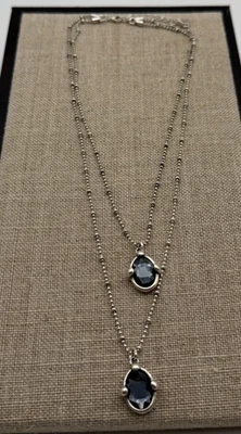 NUEVO Uno de 50 SER DESLUMBRANTE Collar Doble Plata Colgantes Cristal Negro Foto 1 de 4