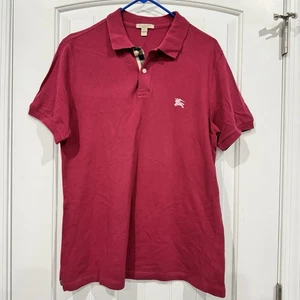 Camisa Polo Burberry Brit Nova Cuello Cuadros Monograma Manga Corta Grande Borgoña - Imagen 1 de 7
