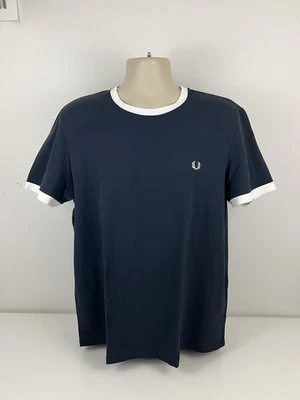 Fred Perry звонарь футболка мужской размер XL темно-синий коротким рукавом пуловер логотип б/у в отличном состоянии - Изображение 1 из 4