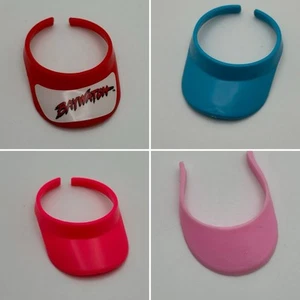 Vintage Barbie Hats Bay Watch , Blue, Pink, Hot Pink  Sun Visor  80s,  Lot Of 4 - Picture 1 of 12