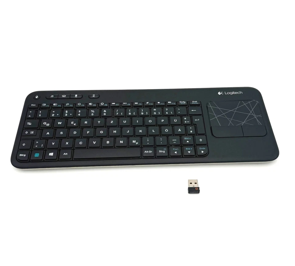Logitech Wireless K400 R Funk Tastatur Touchpad schwarz USB Deutsch QWERTZ K400R - Bild 1 von 4