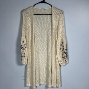 Eyeshadow Embroidered Floral Cardigan Womens XS Burnout Sweater Open Boho Duster - Picture 1 of 8