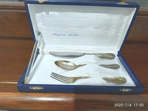 DREI VINTAGE BESTECK KINDER SILBER ITALIENISCH 800 ROH PD TISCH MÖBEL - Bild 1 von 7