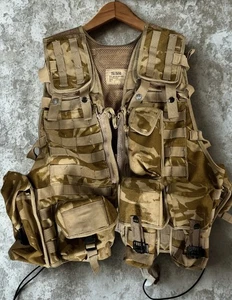 Genuine British Army Military Desert Load Carrying Tactical Vest With pouches - Picture 1 of 10