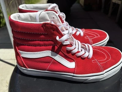 VANS Sk8-Hi Red & White Hightop Athletic Sneakers Size 8.5 Men’s , 10 Women’s - Image 1 of 4