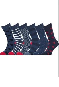 Easton Marlowe #32 klassische Anzugsocken Herren Baumwolle 6 Paar blau rot weiß 13-15 - Bild 1 von 11