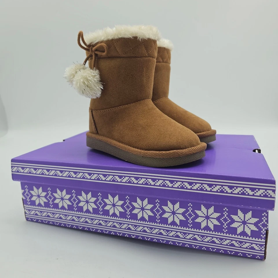¡NUEVO! Botas de invierno para niños pequeños GIrls Okie Dokie Lil Zenith coñac talla 8M Foto 1 de 2