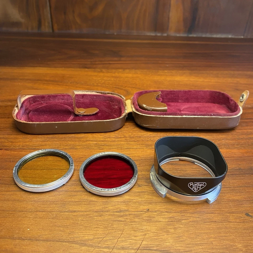 Rolleiflex Bay 3 & Filter Set With Leather Case Red & Yellow Germany Vintage - Image 1 of 4