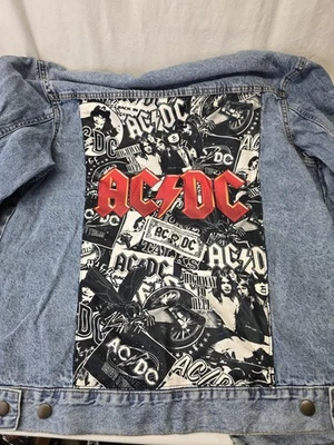 Jaqueta jeans AC/DC, gráficos coloridos, masculina tamanho grande - Imagem 1 de 4