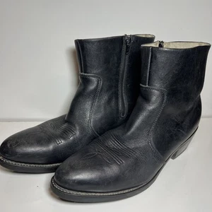 Durango Men's Leather Ankle Boots Size 11.5 D Black Western Side Zip Great Cond. - Picture 1 of 7