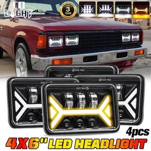 4pcs 4x6" LED Headlights Hi/Low DRL For 1983-1986 Nissan 720 Pickup 200SX Coupe - Picture 1 of 15