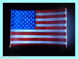5 X 7.6"x5.5" USA AMERICAN US FLAG GLOW FLASH JULY 4TH OPTICAL FIBER RAIN PROOF - Picture 1 of 6