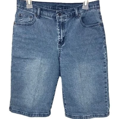 Pantalones cortos elásticos DG2 Mid Thigh Denim - azul lavado medio talla 8 Foto 1 de 4