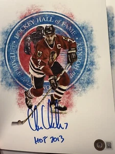 Chris Chelios Signed HOF 8x10 Chicago Blackhawks BECKETT WITNESS COA - Picture 1 of 1