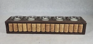 Rustic Wine Cork And Wood Stave Candle Holder Handmade 4 candles 16"×3.5" - Picture 1 of 7