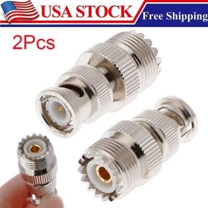 2Pcs BNC Male Plug To UHF PL259 SO239 Female RF Coaxial Adapter Cable Connector - Zdjęcie 1 z 7
