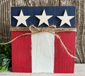 4th of July Tiered Tray STARS & STRIPES Mini Sign Farmhouse Decor HP Rustic Wood - Picture 1 of 10