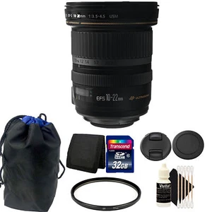 Canon EF-S 10-22mm f/3.5-4.5 USM Lens 32GB Accessory Kit for Canon DSLR Camera - Picture 1 of 7