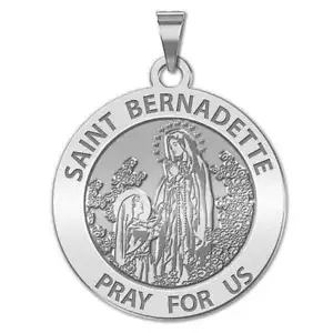 Saint Bernadette Religious Medal - 3/4 Inch Size of a Nickel -Sterling Silver - Picture 1 of 8