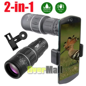 16x52 Monocular Telescope Lens Camera HD Scope Hunting Cell Phone Holder Mount - Picture 1 of 18