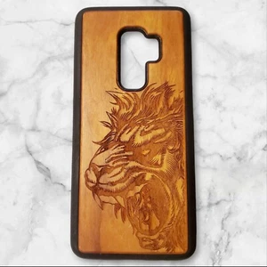 Custom Real Wood Phone Case Cover For Samsung Galaxy S9 + Engraved Tiger - Picture 1 of 1