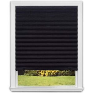 Redi Shade No Tools Blackout Pleated Paper Black Temporary Curtain Window 6 Pack