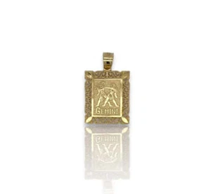 Zodiac Rectangle Pendant - 10K Yellow Gold - Picture 1 of 15
