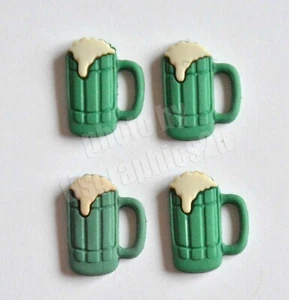 4 tazas de cerveza verde/botones artesanales del día de San Patricio con espalda plana/vístete - Imagen 1 de 2