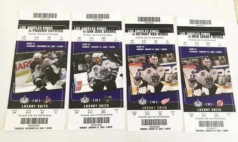 2002-03--LA KINGS v. DEVILS-RED WINGS-COYOTES-SHARKS-LOT-4 UNUSED TIX-NMT Cover