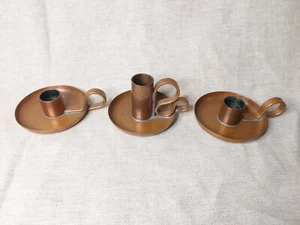 3er Set Vintage Kupfer Wee Willie Winkie Kerzenständer - Bild 1 von 11
