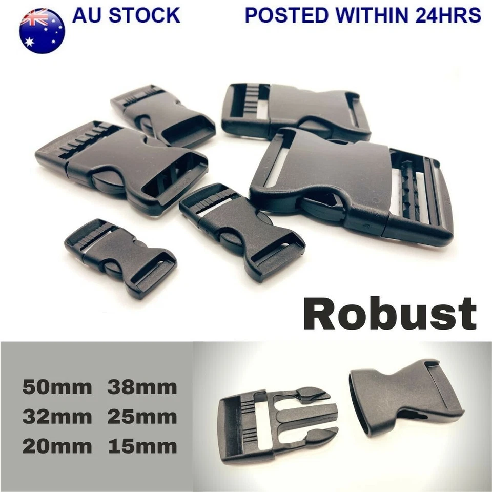 15/20/25/32/38/50mm Robust Black Plastic Side Quick Release Buckle Clip Fastener - image 1 of 3