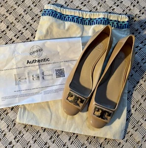 Tory Burch Gigi Pump Soft Nude Patent Leather Heels |Size US 8.5 COA Dust Bag⭐️ - Picture 1 of 9